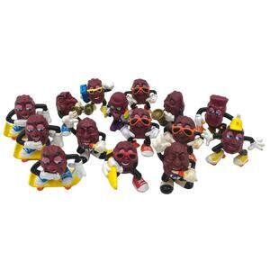 Vintage 1980s Lot of 15 CALIFORNIA RAISINS PVC Figures Hardees Skateboard Music